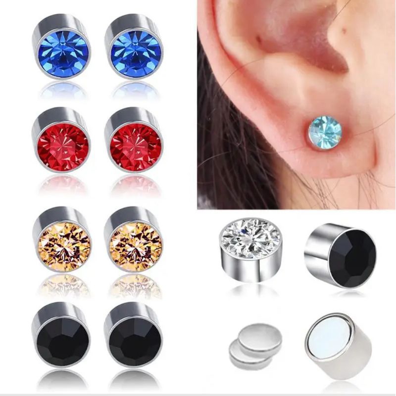 Anting titanium model magnet zirkon wanita pria keren