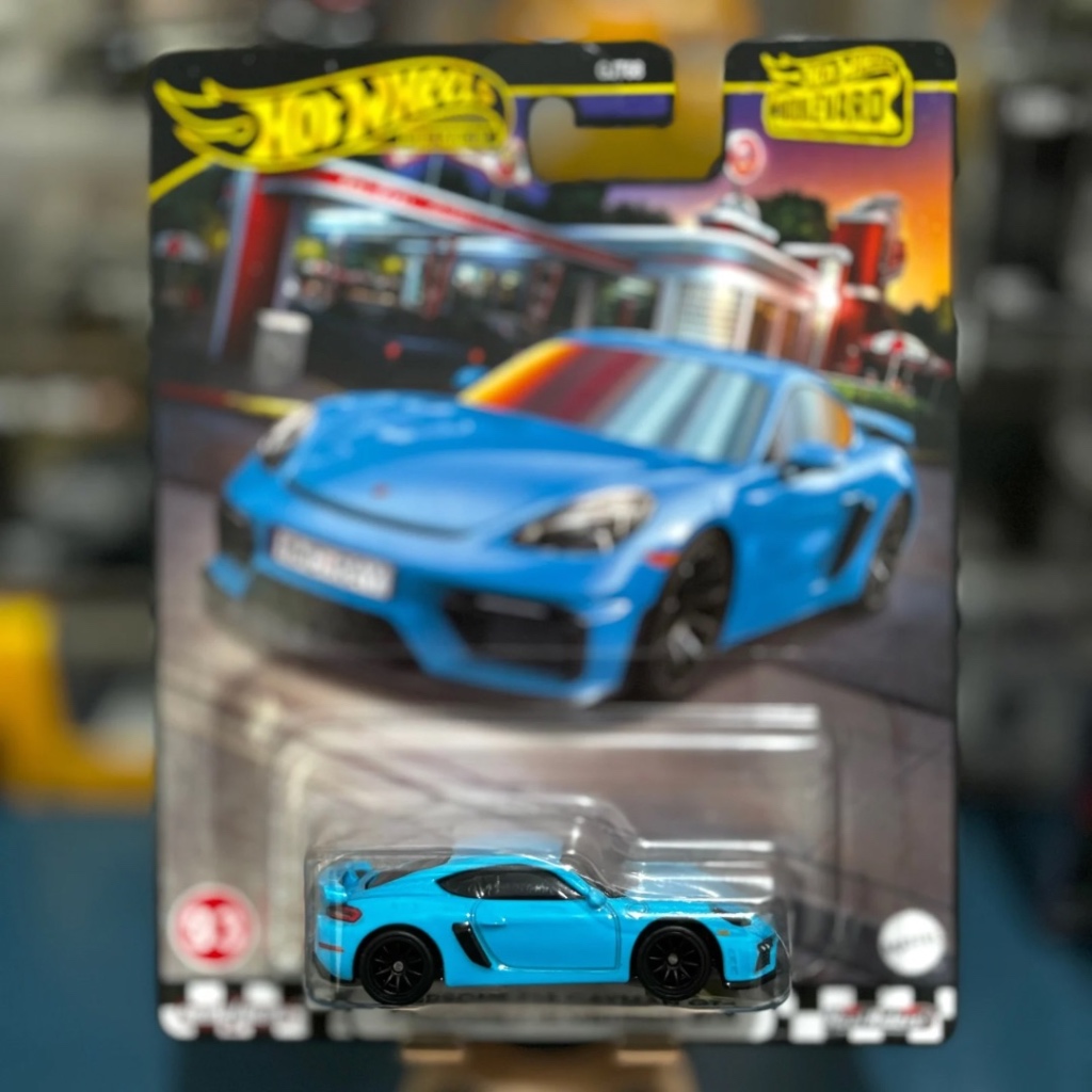 HOT WHEELS PREMIUM PORSCHE 718 CAYMAN GT4 - BLUE [INTERNATIONAL CARD] HW BOULEVARD HOTWHEELS