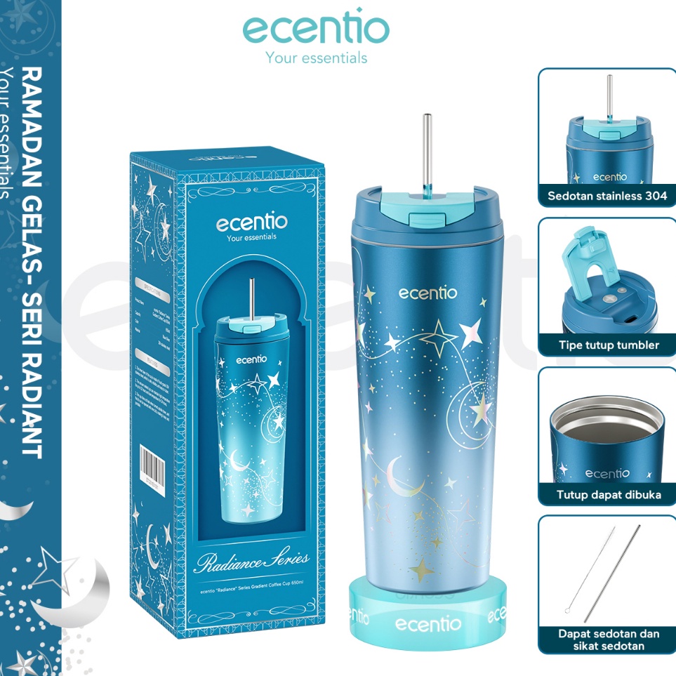 ecentio tumer minum stainless es batu 24 jam sedotan 65ml Brilliant Series Ramadan botol termos