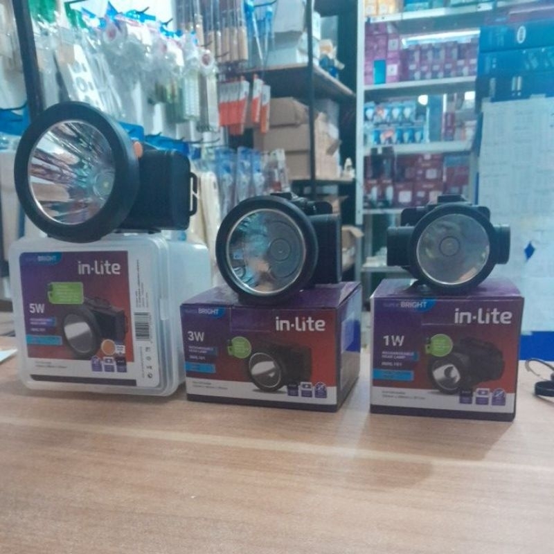 senter kepala in-lite 5 watt  batre charger