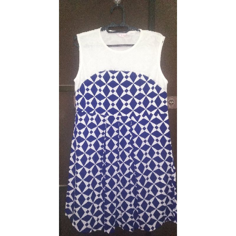[Preloved] Midi Dress Brukat Putih Dongker