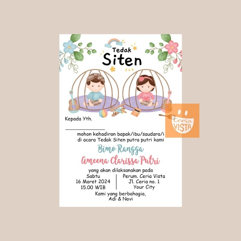 Undangan Tedak Siten Tedhak Turun Tanah Anak Kembar Baby Twin Ceria Vista