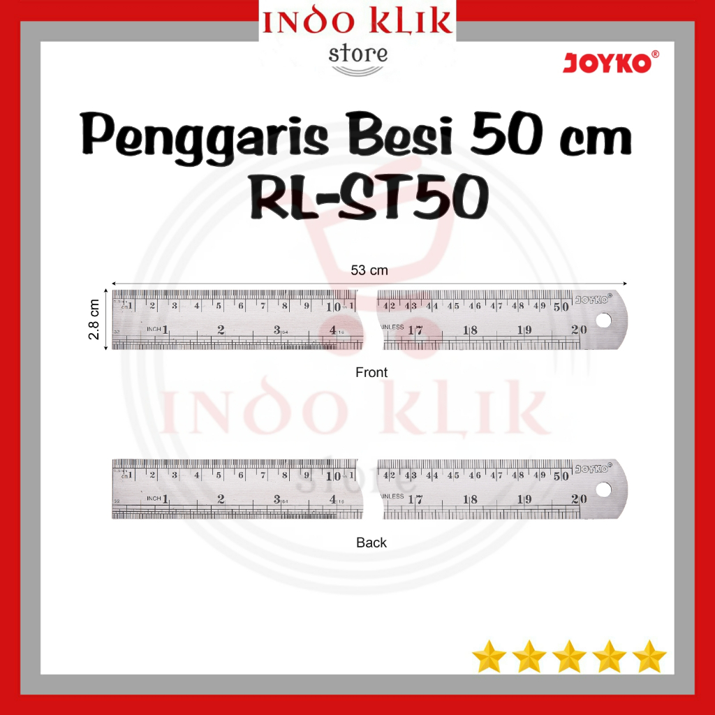 

Penggaris Besi Joyko Panjang 50 cm RL-ST50 / Ruller Stainless 50cm ST50