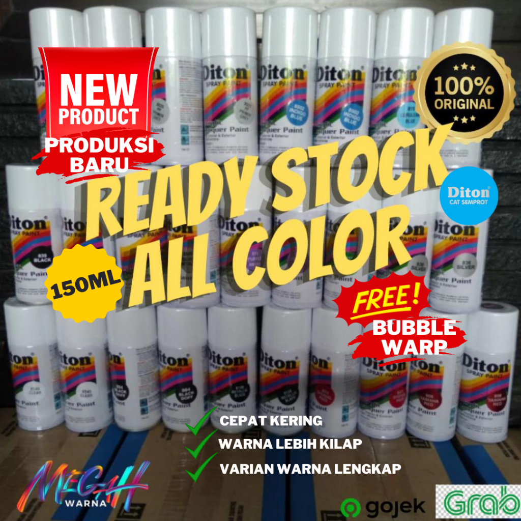 Pilok Pilox Cat DITON Merah Orange Biru Putih Hitam Clear Silver Epoxy Hijau 150cc Pylok Cat Semprot