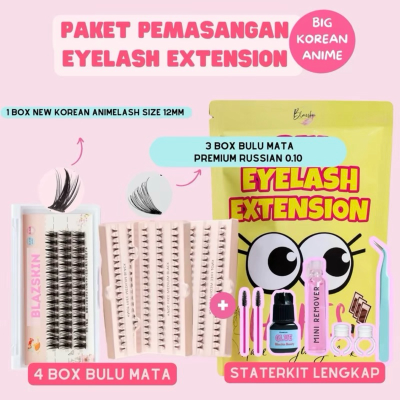 PAKET BULU MATA EXTENSION BIG PACKAGE + 1 BOX BULU MATA KOREAN ANIMELASH