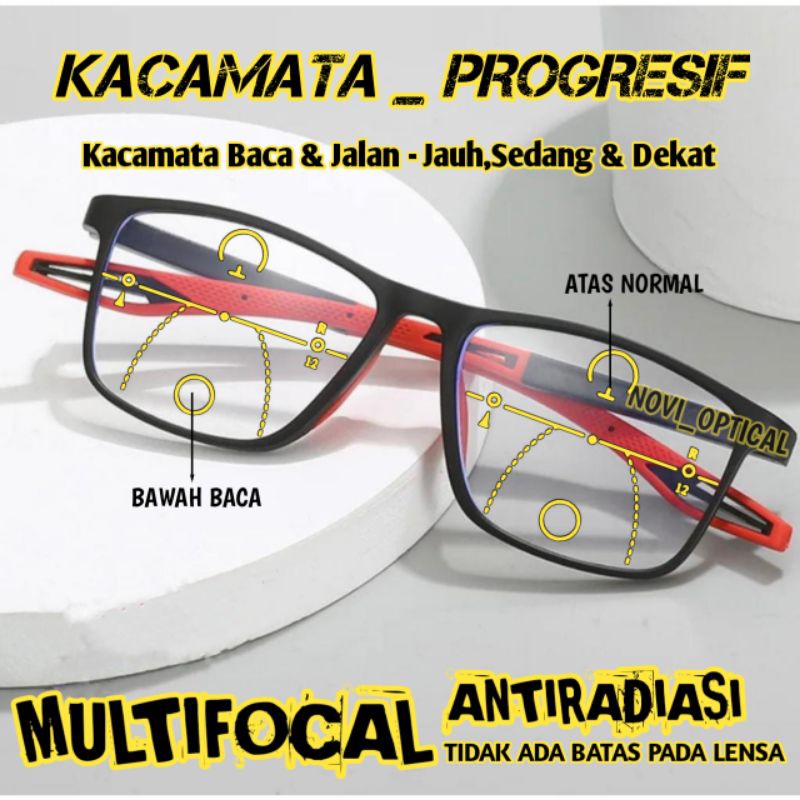 Kacamata Sport Progresif Plus baca dan jalan anti radisi kacamata Doubel fakus kacamata antiradiasi 