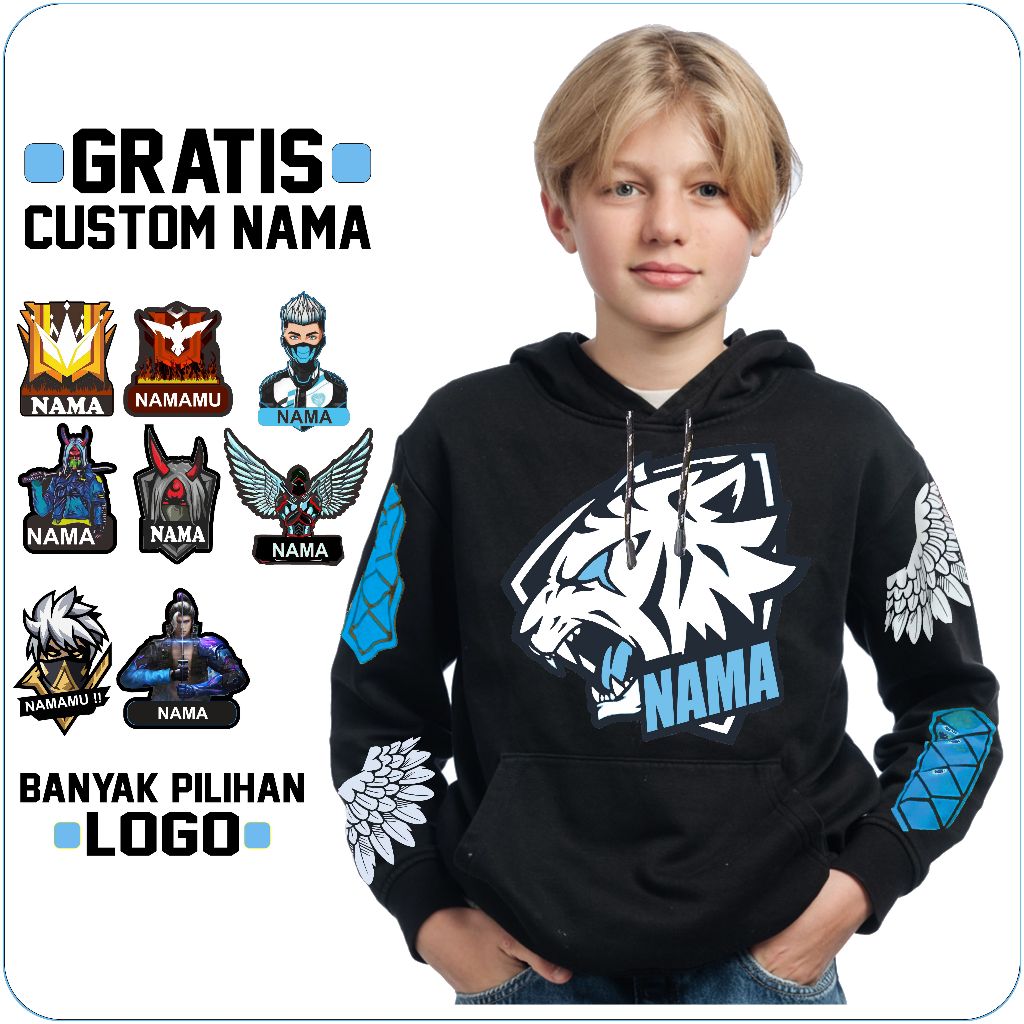 Jaket EVOS Sweater Free Fire Anak Hoodie FF Angel Gaming