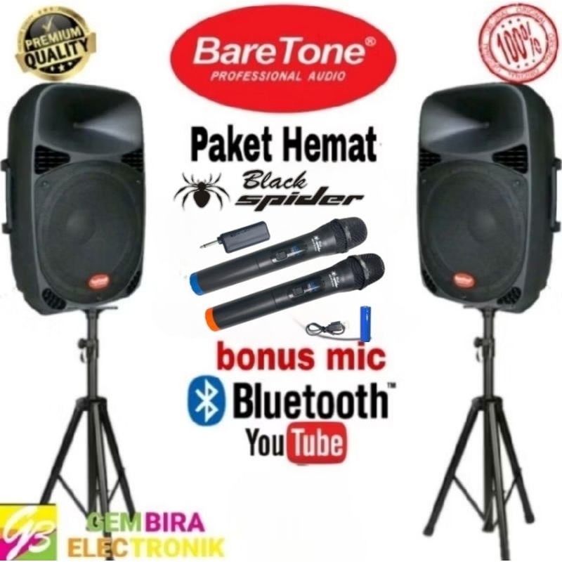 Paket Speaker Aktif Baretone 15 inch 15mb dua aktif speker Bluetooth Ori