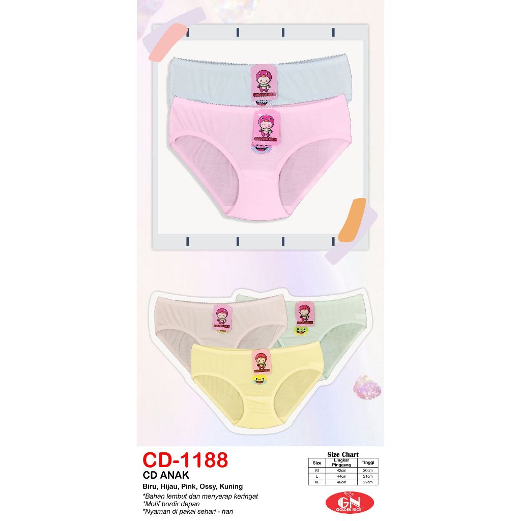 Celana Dalam Anak Golden nick 1188 /1186 / 1187 /1189celana dalam anak perempuan golden nick 1188
