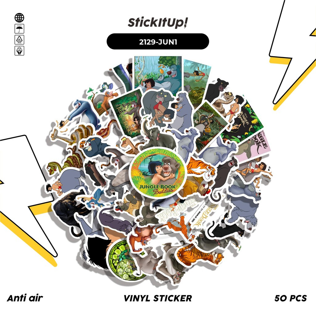 

COD✨ 50 Pcs Stiker Pack DISNEY SERIES THE JUNGLE BOOK CHARACTER MIX 01 Lucu Aesthetic Vynil Waterproof untuk Freebies Sticker Buku Journal Casing HP Laptop