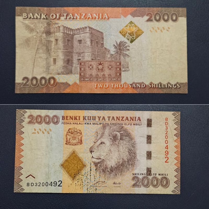Uang Negara Tanzania 2000 Shilling Kondisi AXF Original 100%