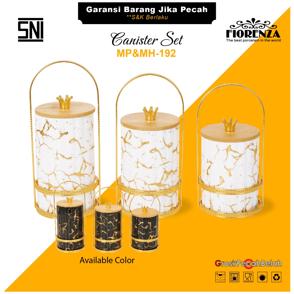 Toples Kue Makanan Keramik Set Dengan Rak Motif Marble Fiorenza 192