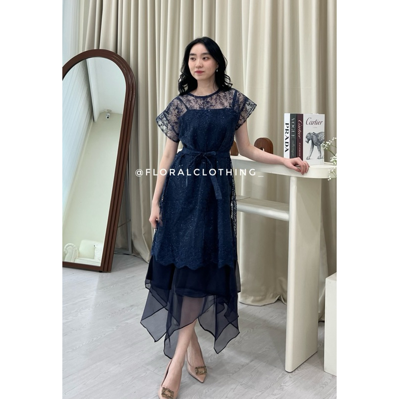 Promo` F351 Dress Wanita Kondangan Bridesmaid Pesta Mewah Bahan Premium