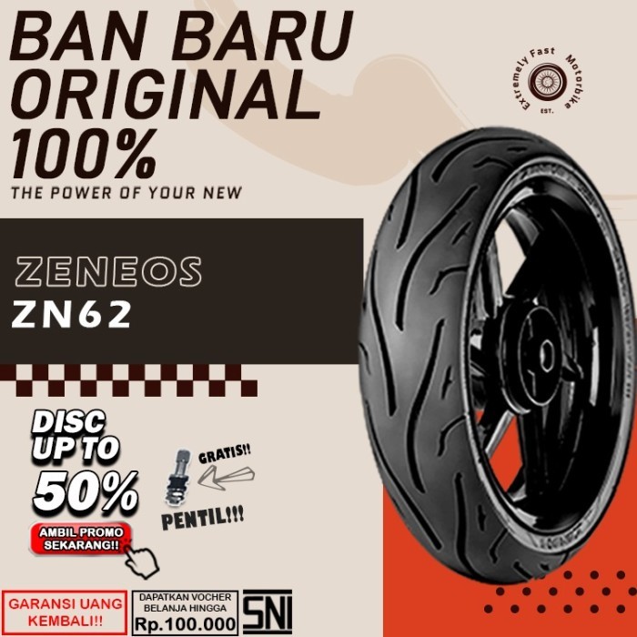 Ban Motor Tubelesss Zeneos Zn62 Ring 17 Ban Motor Vixion Ninja R15 Satria  Belakang Sepasang Ring 17