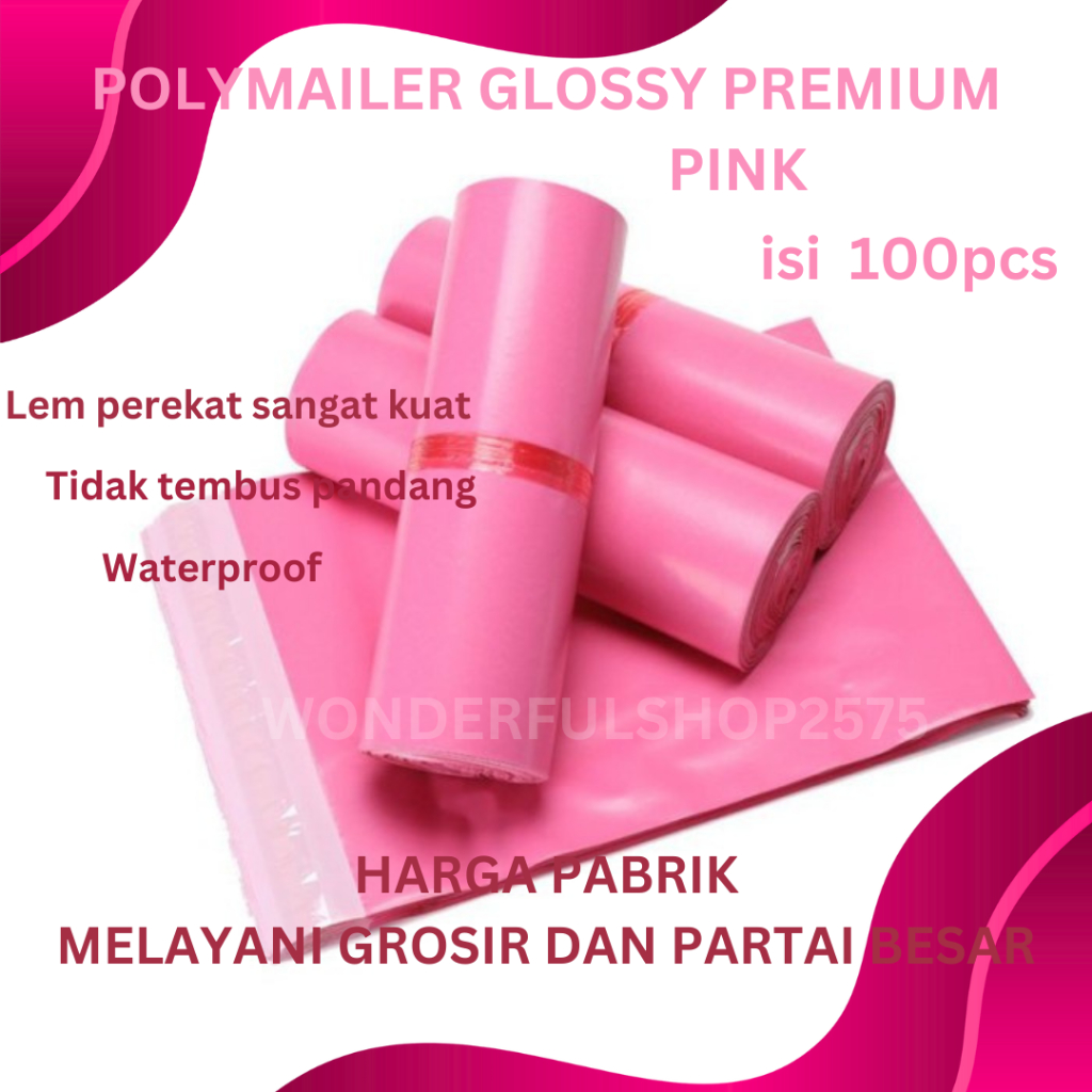 

Plastik Polymailer 20x30 Pink Glossy Premium Isi 100 Pcs