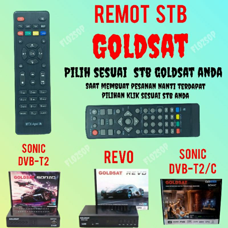 remote stb goldsat (revo) (sonic dvb-t2)(sonicdvb-t2/c) pilih sesuai type stb anda