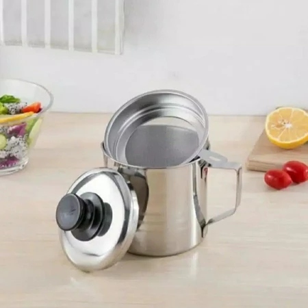 BMP-Wadah Saringan Minyak 1.3 Liter Stainless Steel Kecil & Besar / Oil Pot Filter Anti Karat / Gela