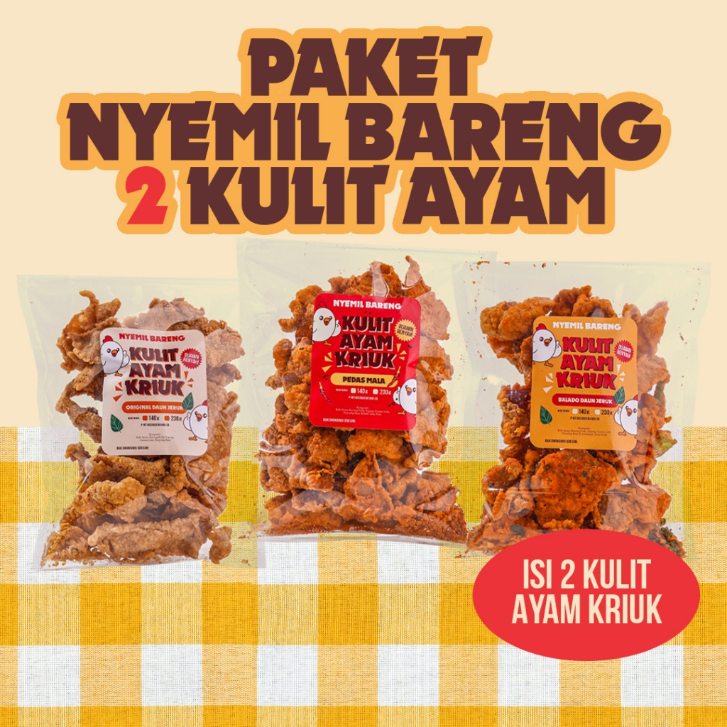 

Lahap Bareng | Paket Kulit Ayam Kriuk Crispy Isi 2 Bebas Pilih