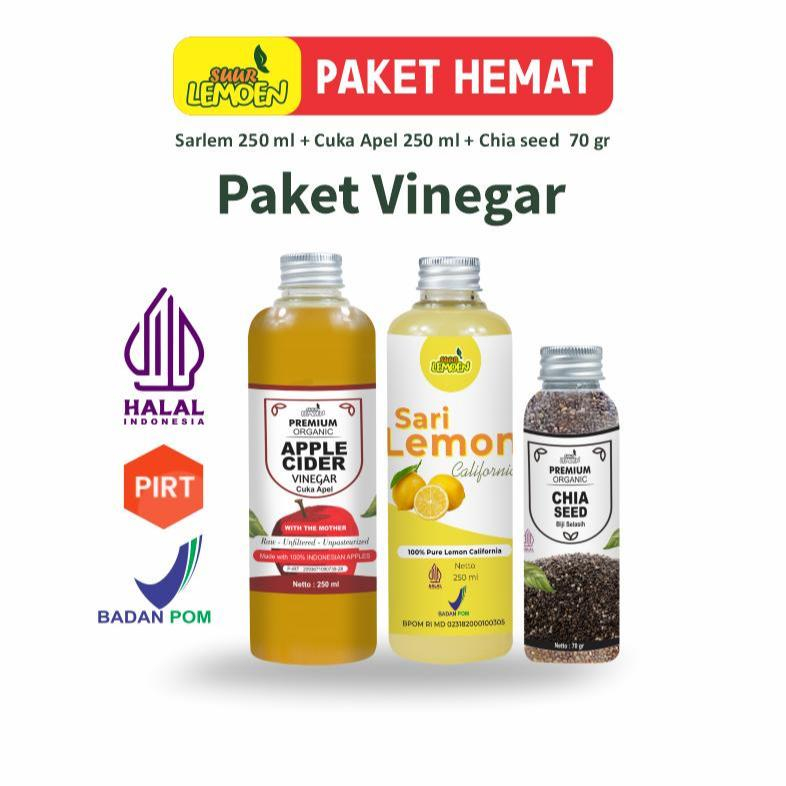 

Paket Diet Sehat Cuka Apel 500ML,Sari Lemon 500ML,ChiaSeed 70Gr