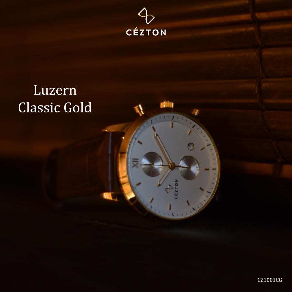 terbaru cezton jam tangan pria luzern series classic gold