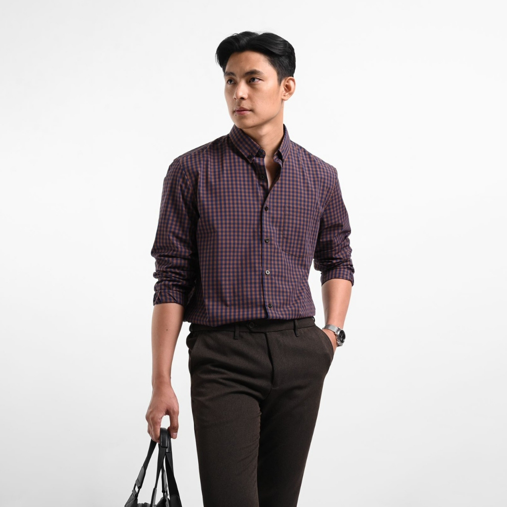 Heymale Vichy Shirt Long Sleeve Baju Kemeja Pria Lengan Panjang