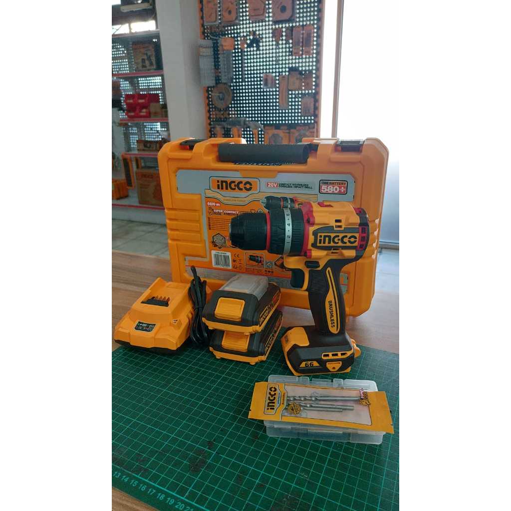 Bor 13mm Cordless Impact Drill Brushless 20V 66Nm INGCO CIDLI20668