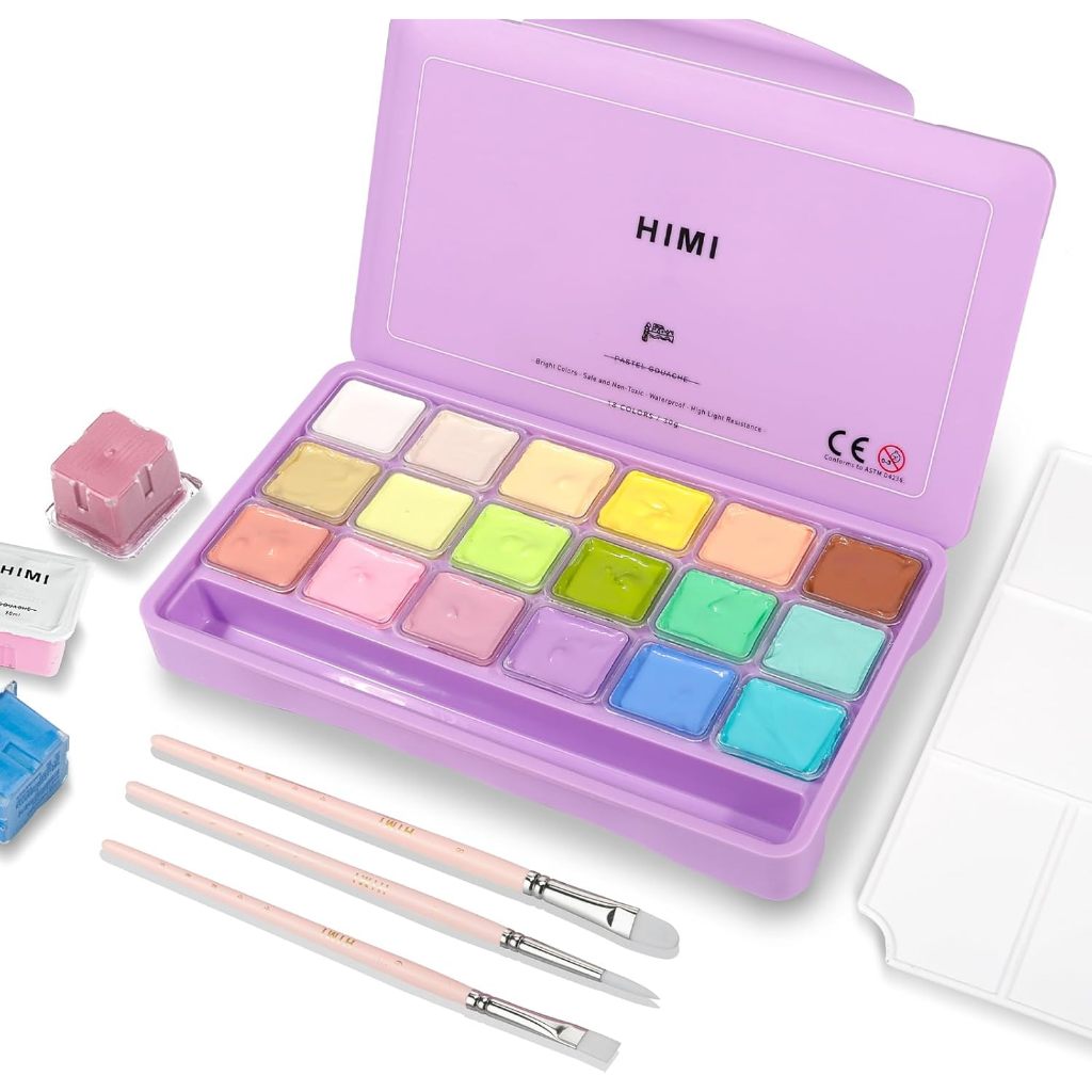 

HIMI Pastel Gouache Paint / Cat Lukis Pastel Gouache 18 Warna 30gram
