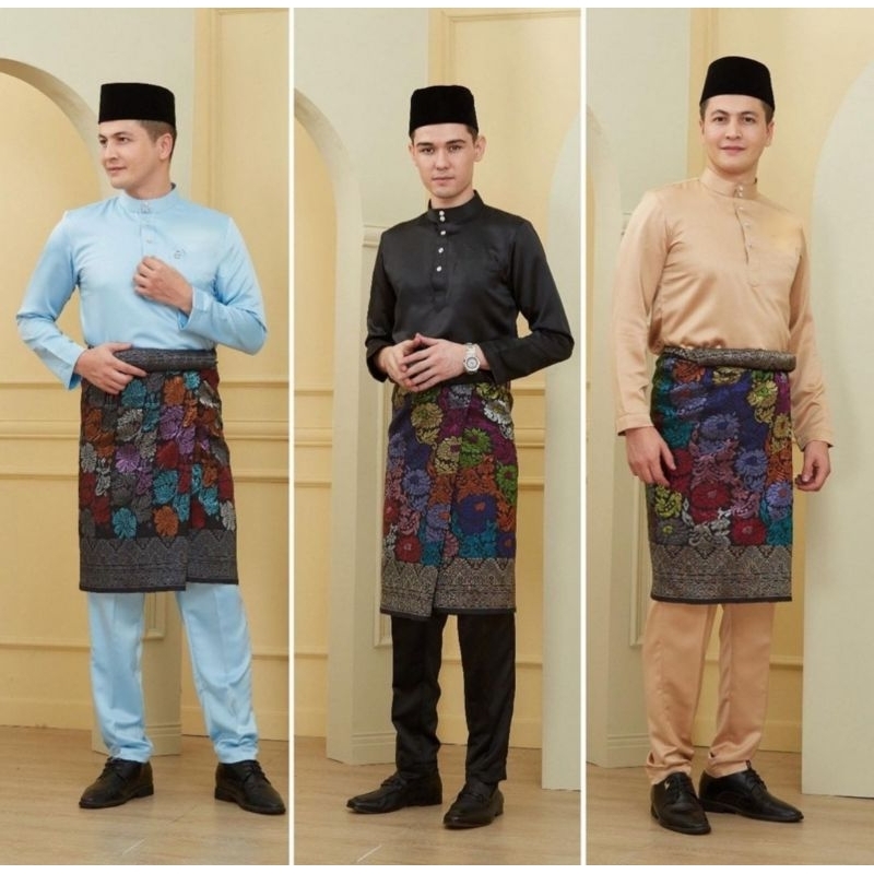 Baju Melayu Pria Teluk Belanga Cekak Musang Setelan Pakaian Koko Adat Tradisonal Malaysia
