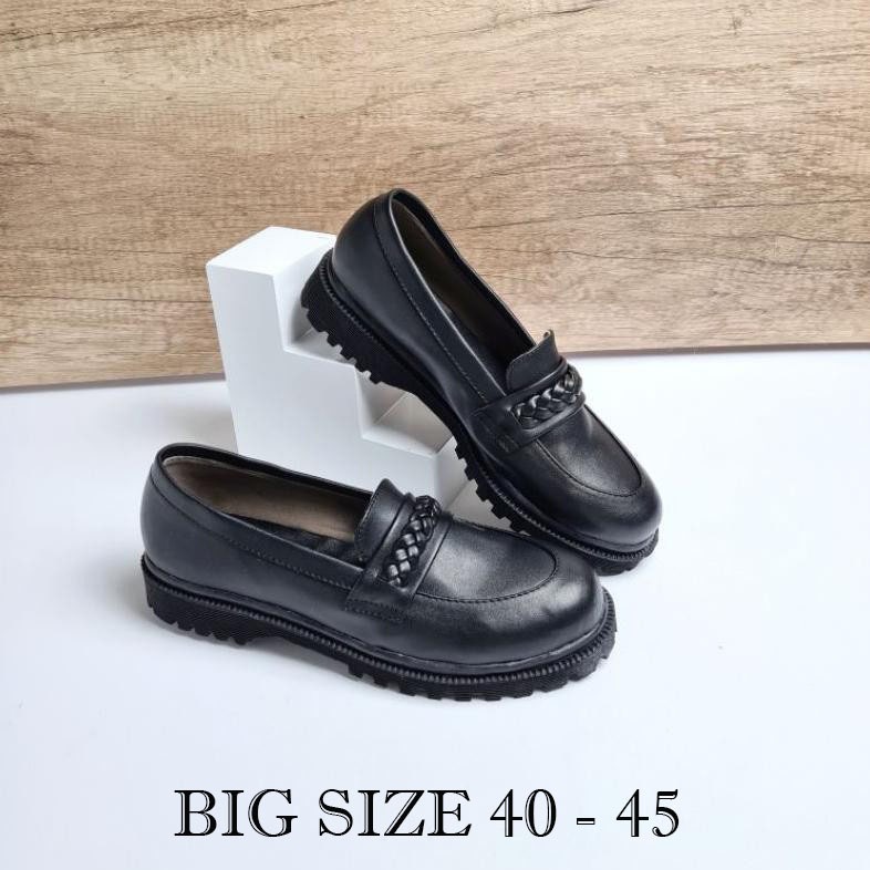 BIG SIZE - Sepatu Docmart Wanita Loafer Tali Kepang Ukuran Besar Jumbo