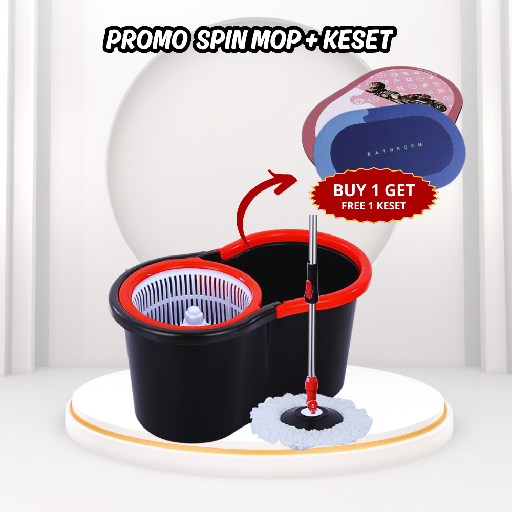 DTG Spesial promo Spin mop gratis keset diatomite Spin mop 360 rotated alat pel lantai Mop kain pel 