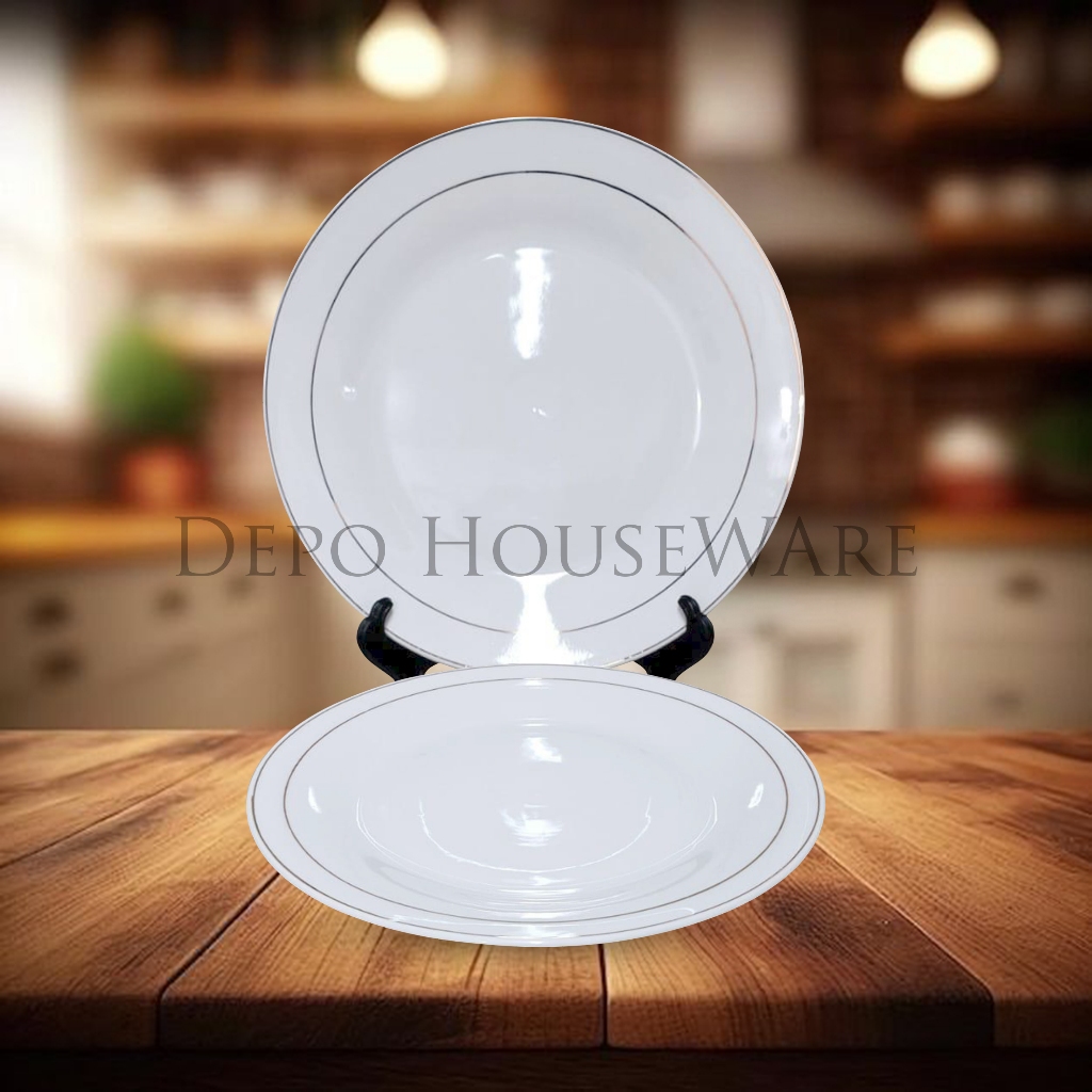 Piring Keramik Cantik Elegan untuk Rumah & usaha / Piring Makan Ceper 10,5 inch-LISMAS 2 Piring Kera