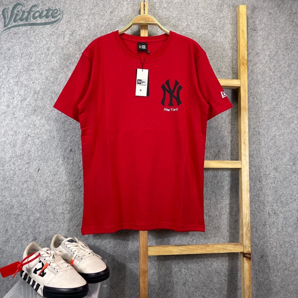 Kaos New Era Merah Logo NY Star Hitam PriaWanita Tearu Gaya Kekinian New York