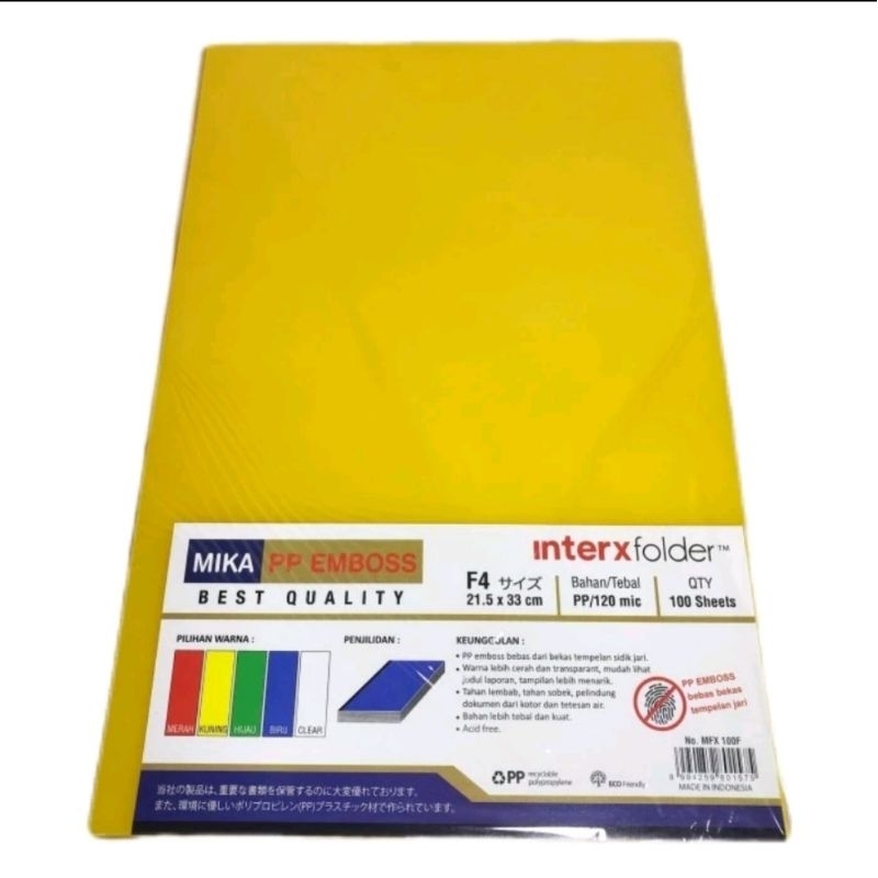 

Promo Plastik Mika Jilid Folio F4 New Emboss Inter X (100 pcs)