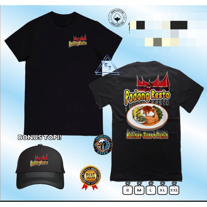 KAOS PADANG RESTO KULINER JUARA DUNIA BONUS TOPI