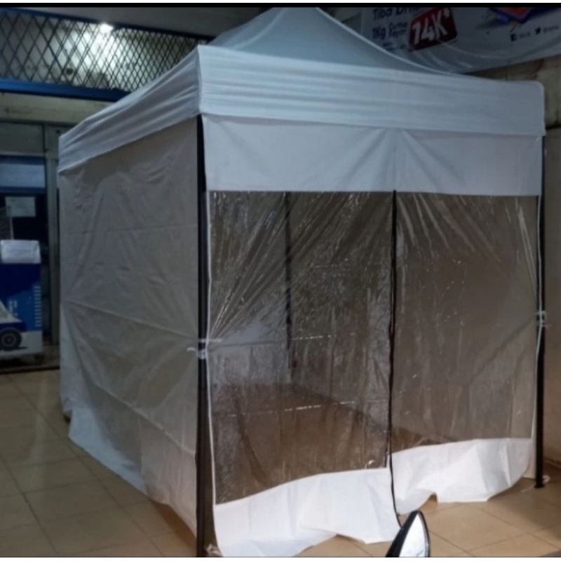 TENDA LIPAT /TENDA PROMOSI UKURAN 2X2 RANGKA HITAM DINDING 4 SISI