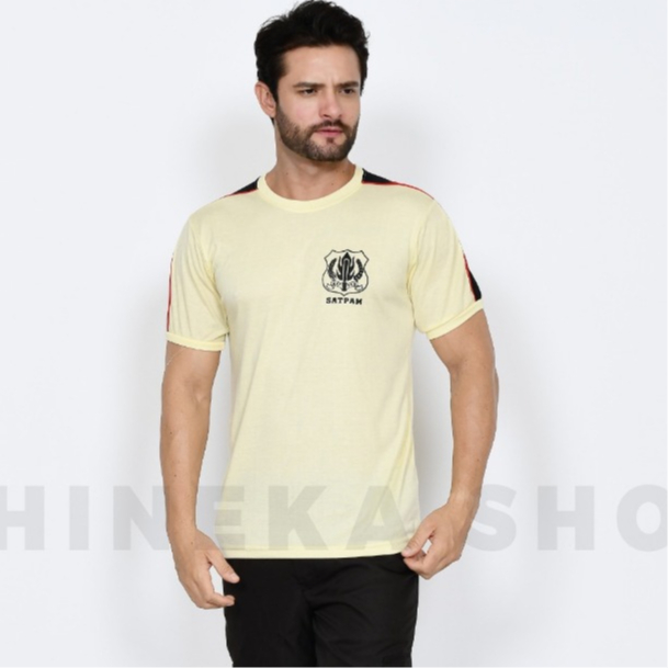 KAOS TYPING SATPAM SECURITY TERBARU 2025  KOMBINASI WARNA CREAM HITAM NAVY COKLAT