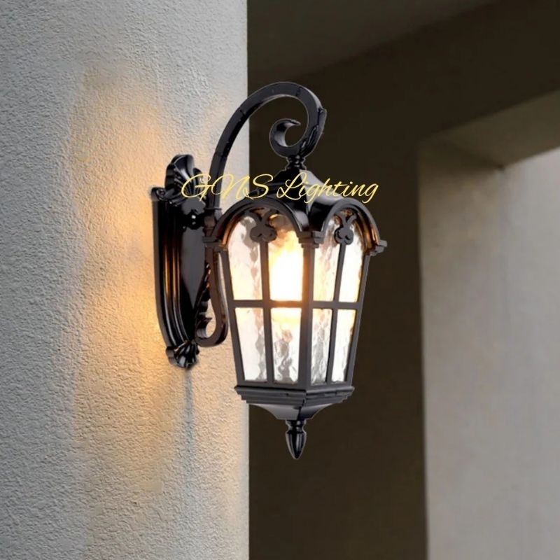Lampu dinding outdoor waterproof classic wall lamp iron black