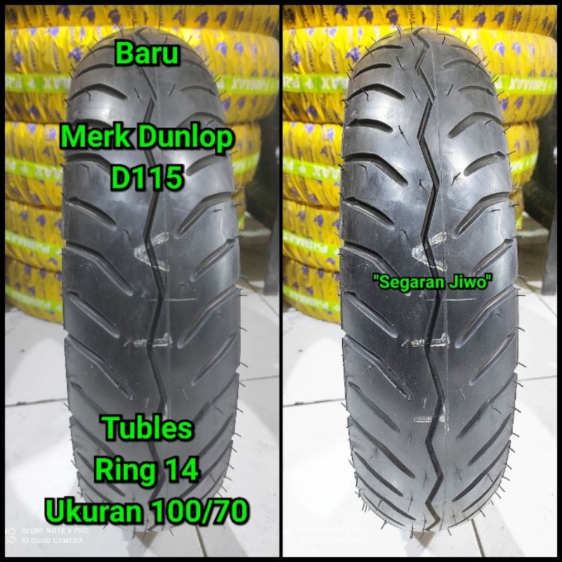 Ban Tubles motor matic ring 14 ukuran 100/70 merk Dunlop D115 ban belakang mio 125
