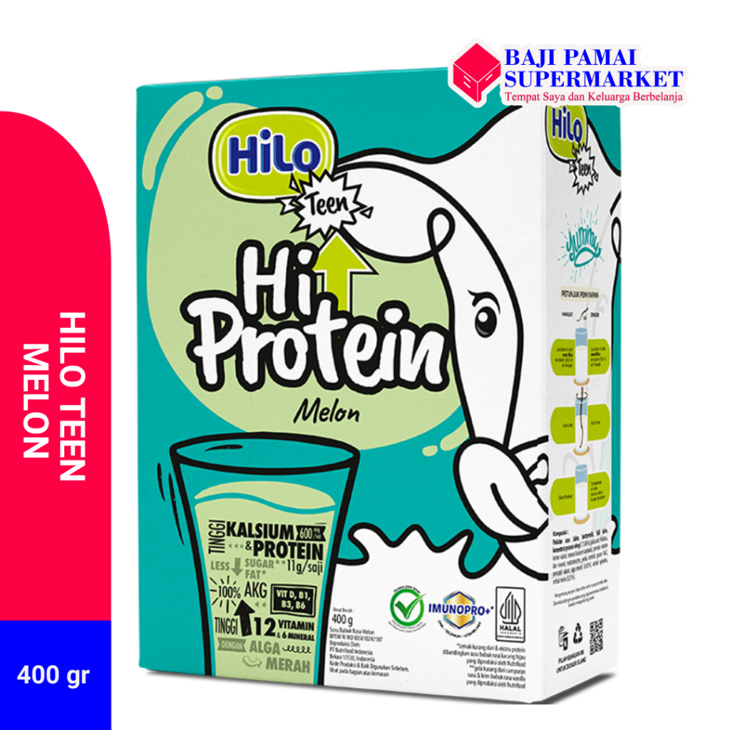 

HiLo Teen HI PROTEIN Melon 400 g – Susu Kalsium Remaja Tinggi Protein