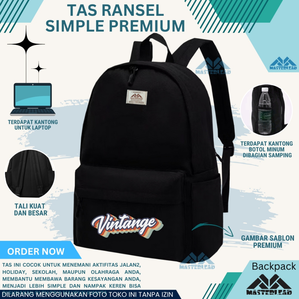 Ransel Distro Metric Tas Pria Wanita Backpack Sekolah Tas Remaja Tas Ransel Laptop Backpack Up to 14