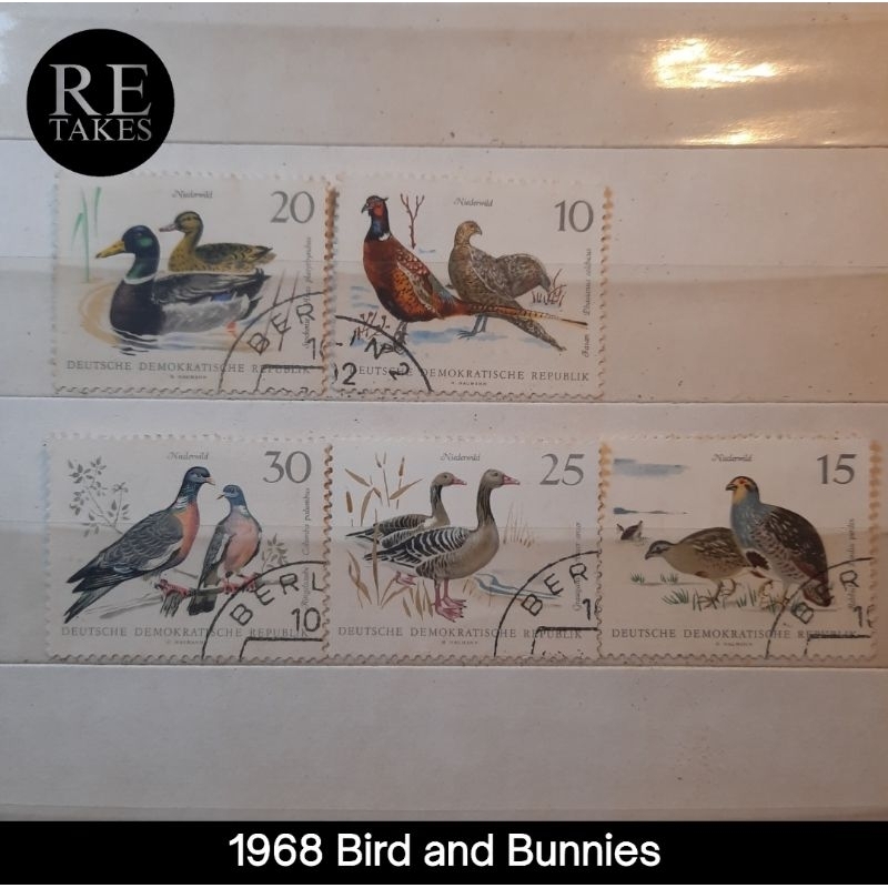 

Prangko Koleksi Filateli Jerman 1968 Bird and Bunnies