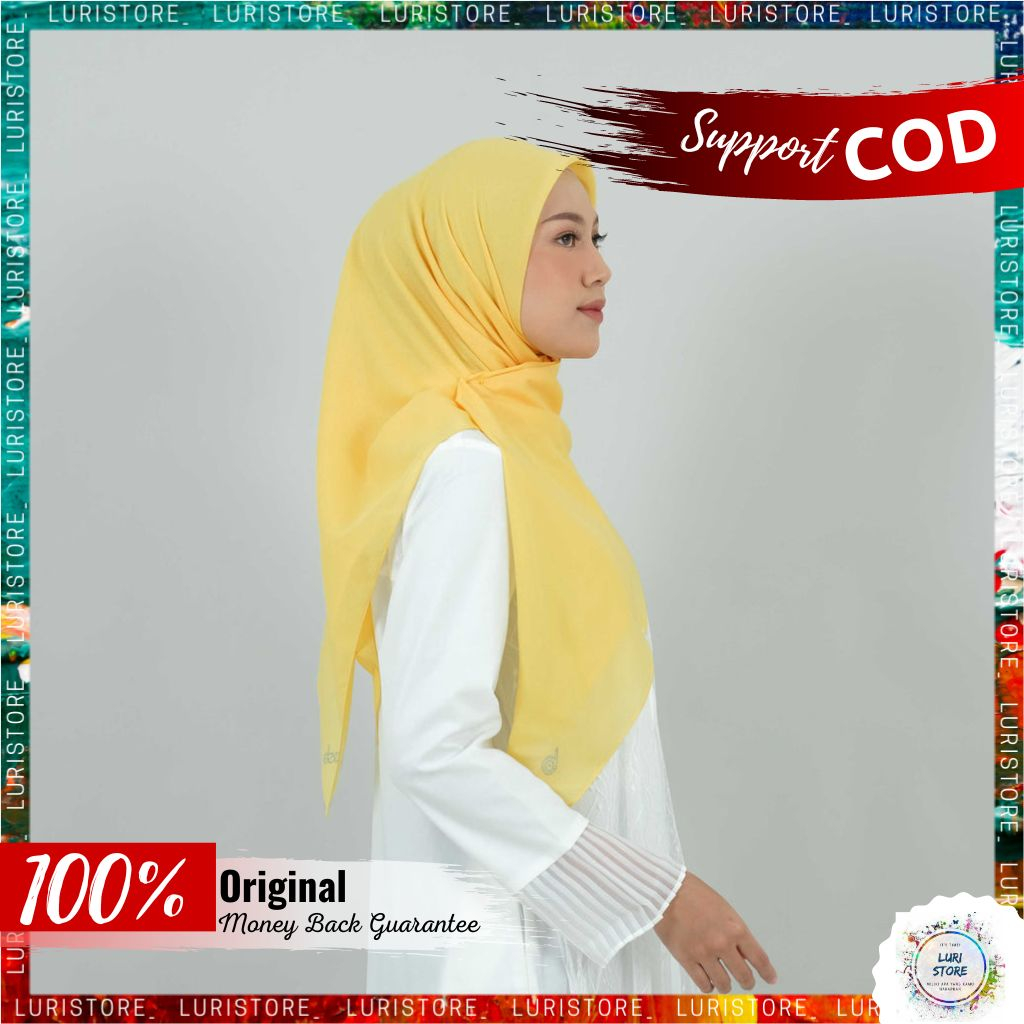 KERUDUNG DEENAY ORI LIZA MATTE YELLOW CREAM Hijab Jilbab Segi Empat Segiempat Voal Polos Denay Terba