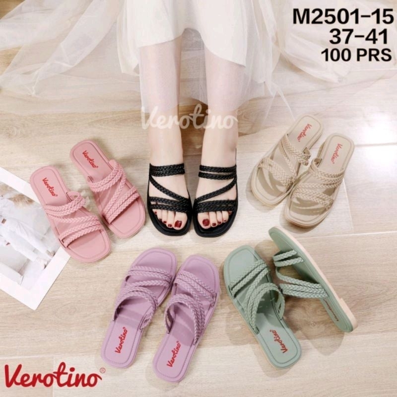 Sandal Jelly Karet Sandal Ban Dua Verotino M2501 Sandal Slop Ban Dua Motif Anyaman Terbaru