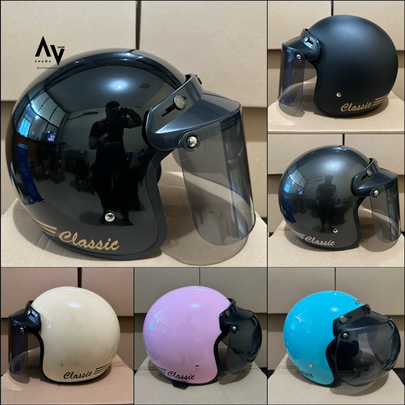 HELM BOGO RETRO LUNAR/DAISO/BIVI SOLID - SNI
