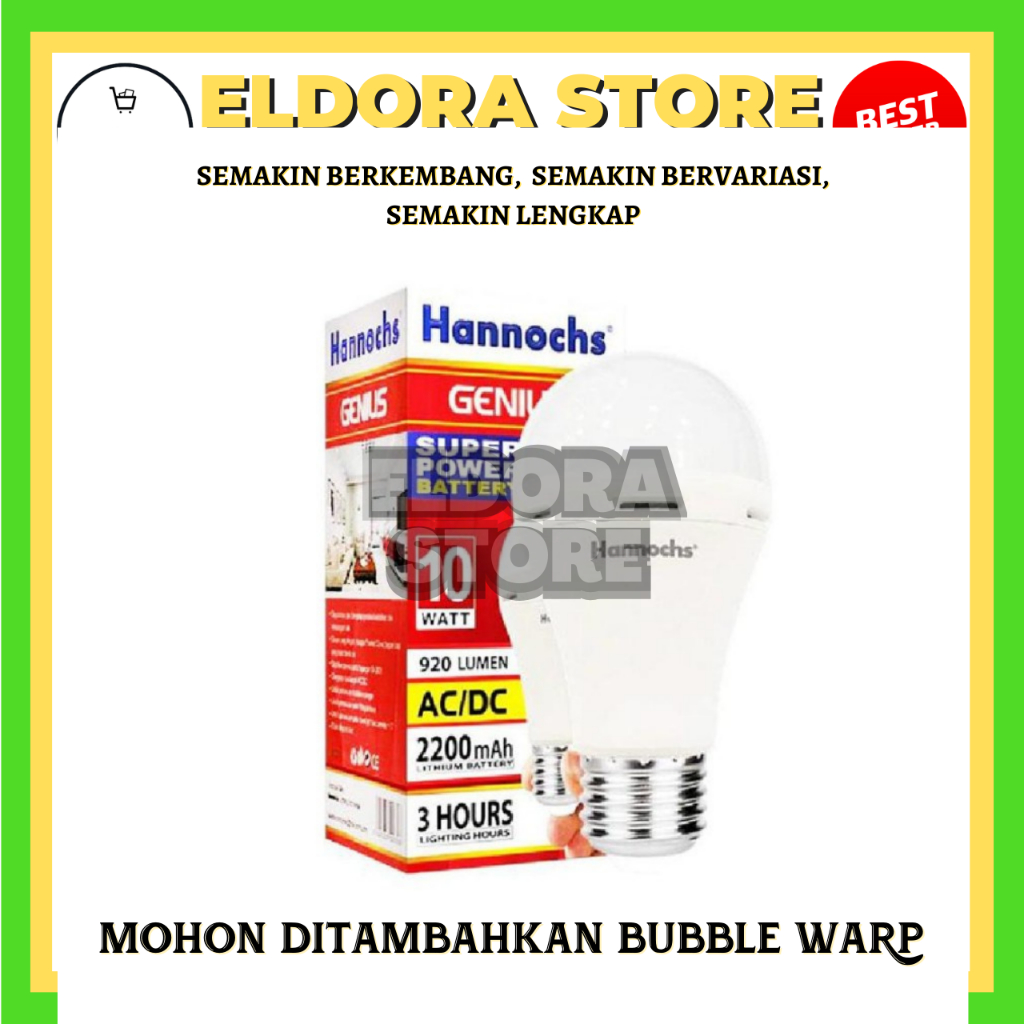 HANNOCHS LAMPU LED GENIUS EMERGENCY 10 WATT | LAMPU LED EMERGENCY | LAMPU PUTIH TERANG | LAMPU