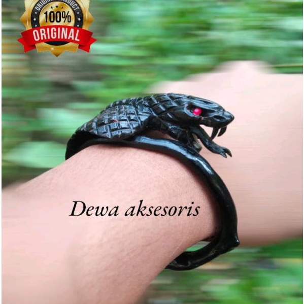 Gelang kesehatan akar bahar hitam/ukir ular cobra/gelang akar bahar asli