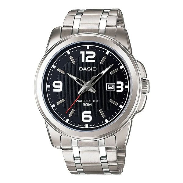 JAM TANGAN PRIA CASIO MTP-1314D-1A ORIGINAL - MTP1314D SILVER HITAM CASIO ORIGINAL jam tangan casio