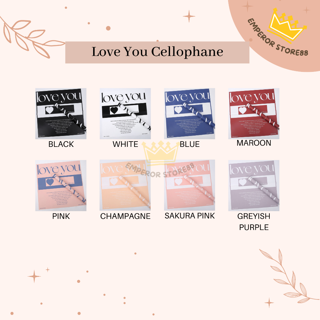 

Wrapping Cellophane LOVE YOU PATTERN Gift Flower Wrapping Paper / Kertas Buket Bunga Floral