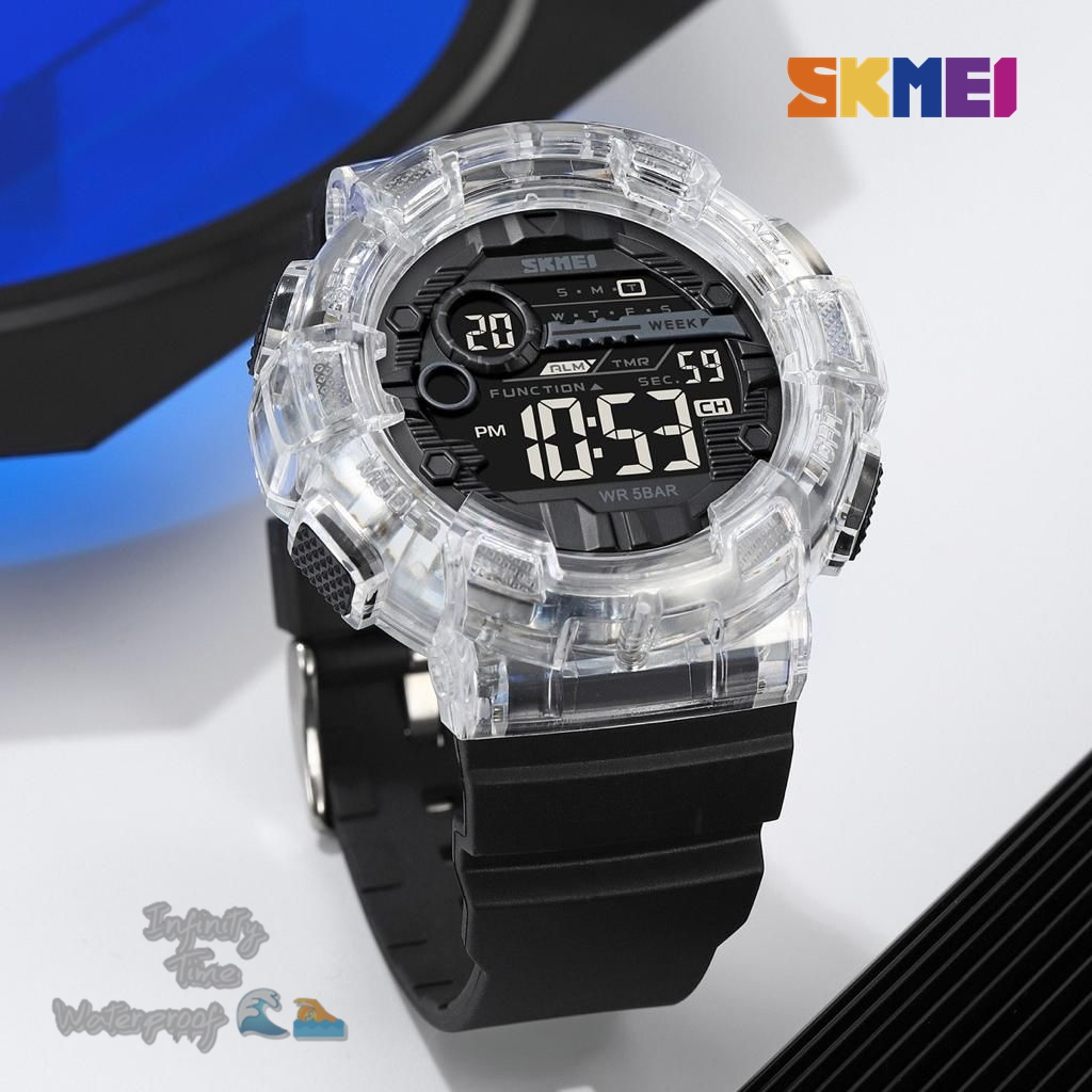 Jam Tangan Skmei 2110 Cowok Digital Strap Rubber Kualitas Original Waterproof