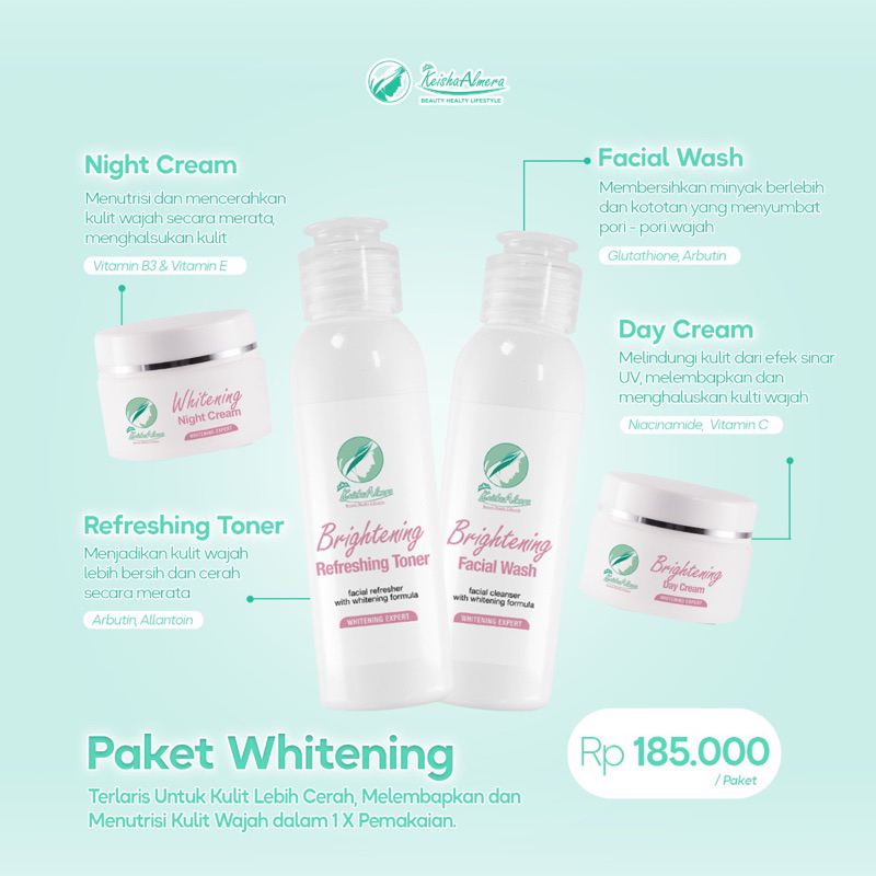 Keisha Almera Skincare - PAKET WHITENING  BEST SELLER | CERAHKAN KULIT WAJAH MERATA